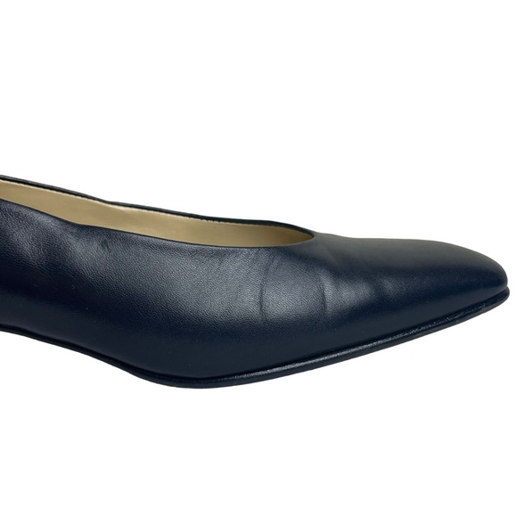 ETIENNE AIGNER Sarah Dark Navy Squared Toe Leather Low Heel Pumps - Size 7 M - Picture 9 of 16